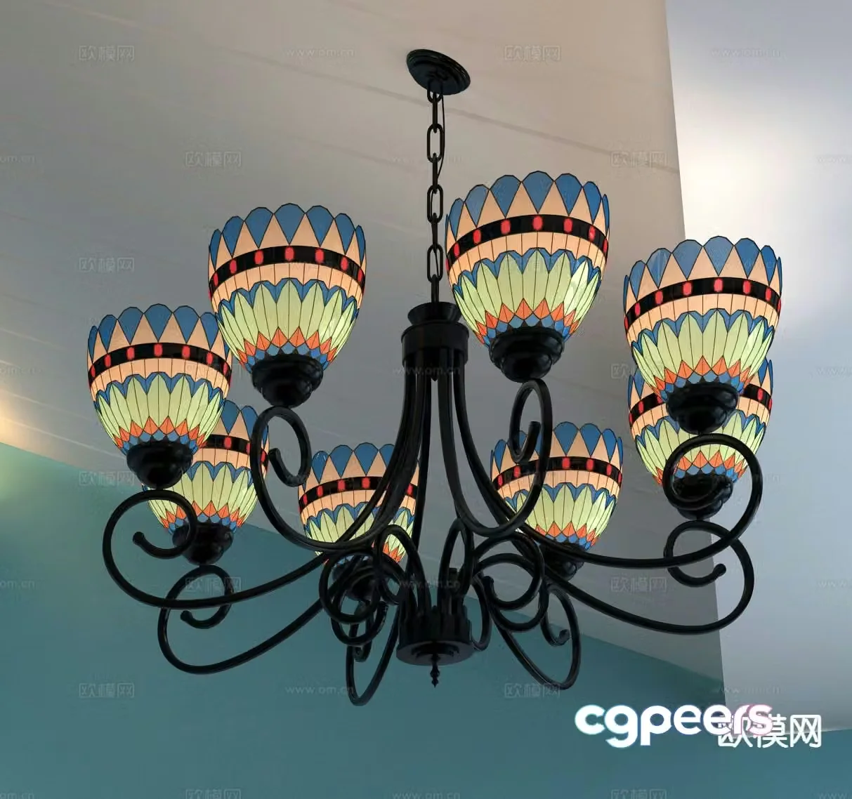 European style chandelier hall chandelier 3d model