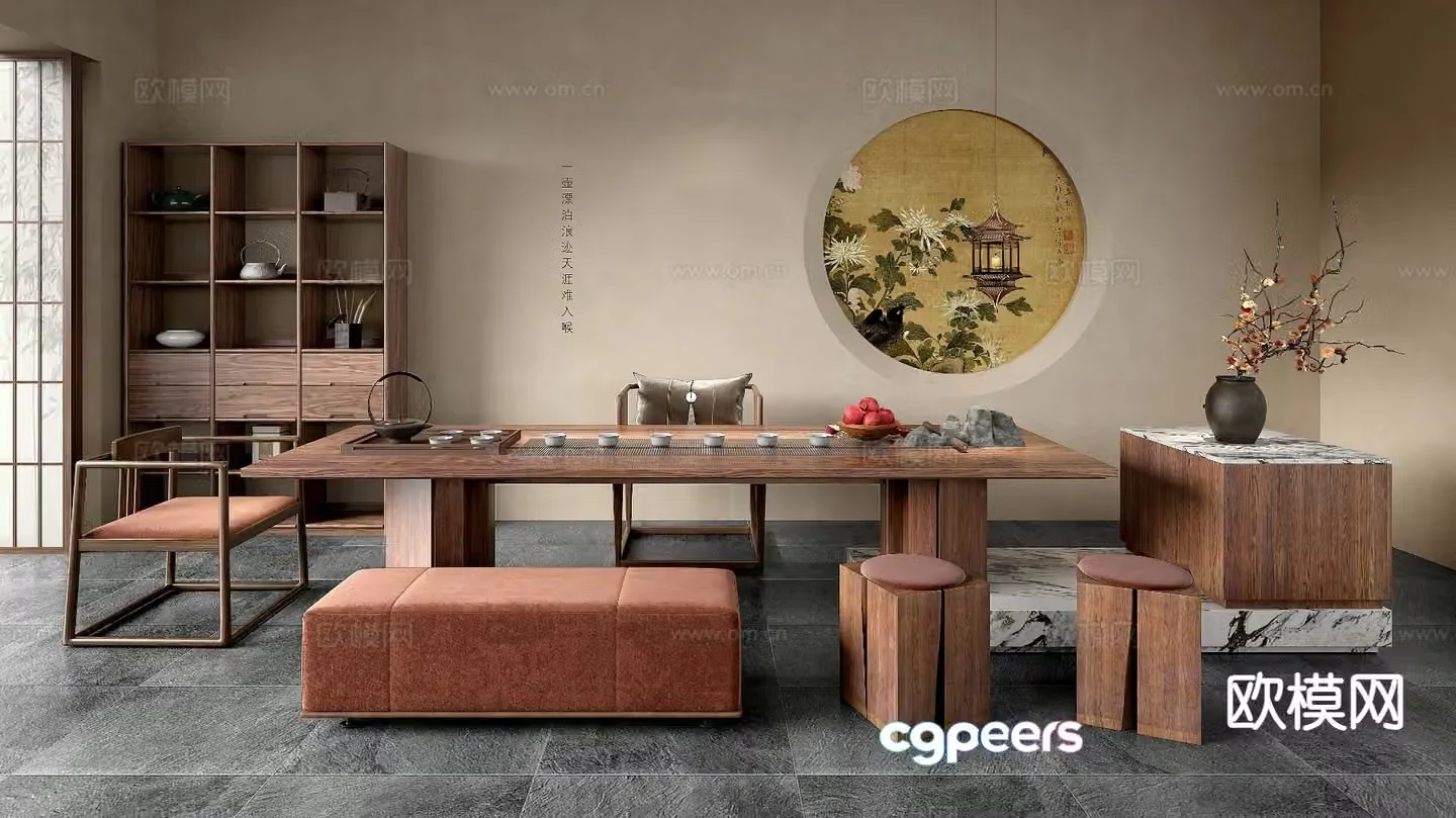 New Chinese style tea table tea table 3d model