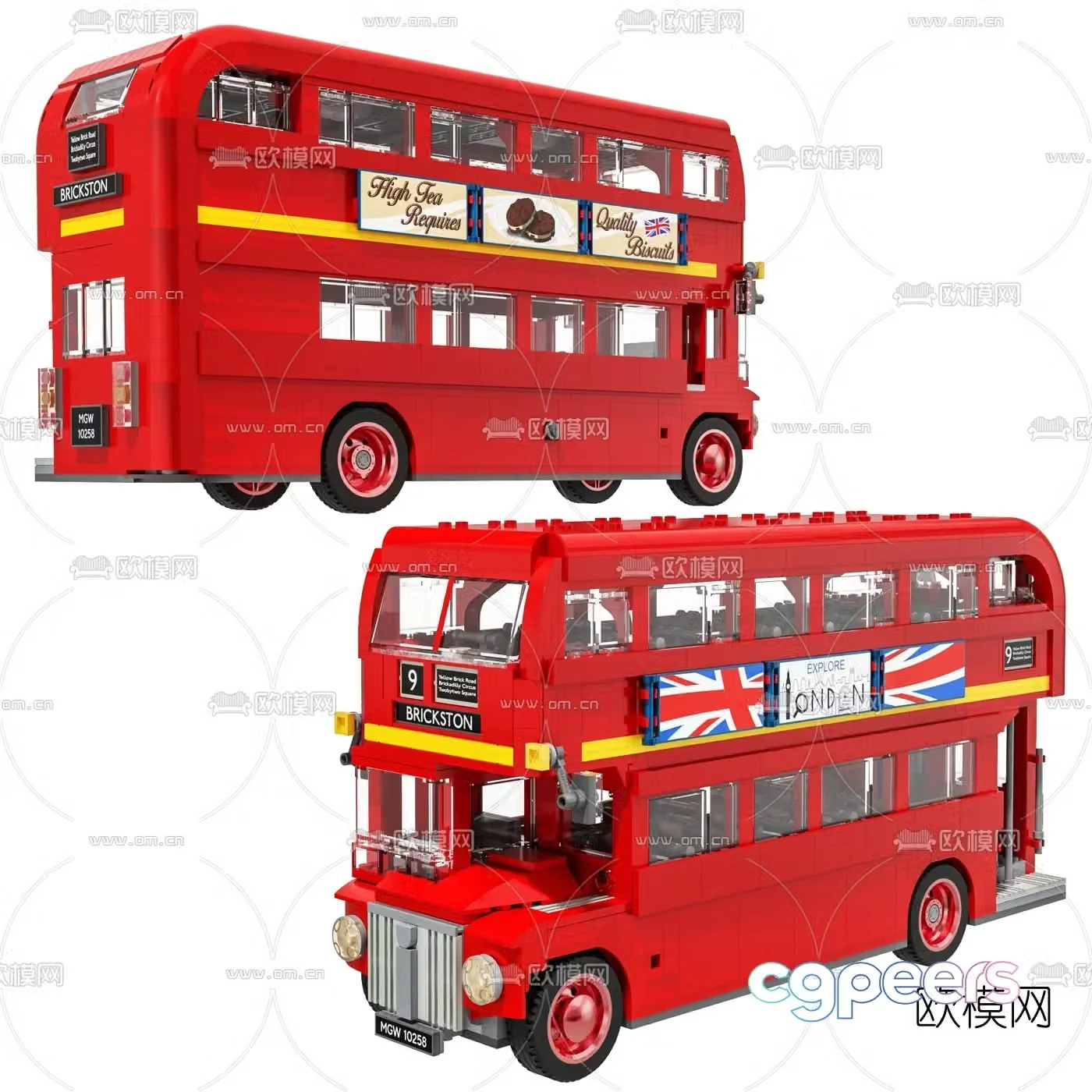 Modern lego london bus toy 3d model