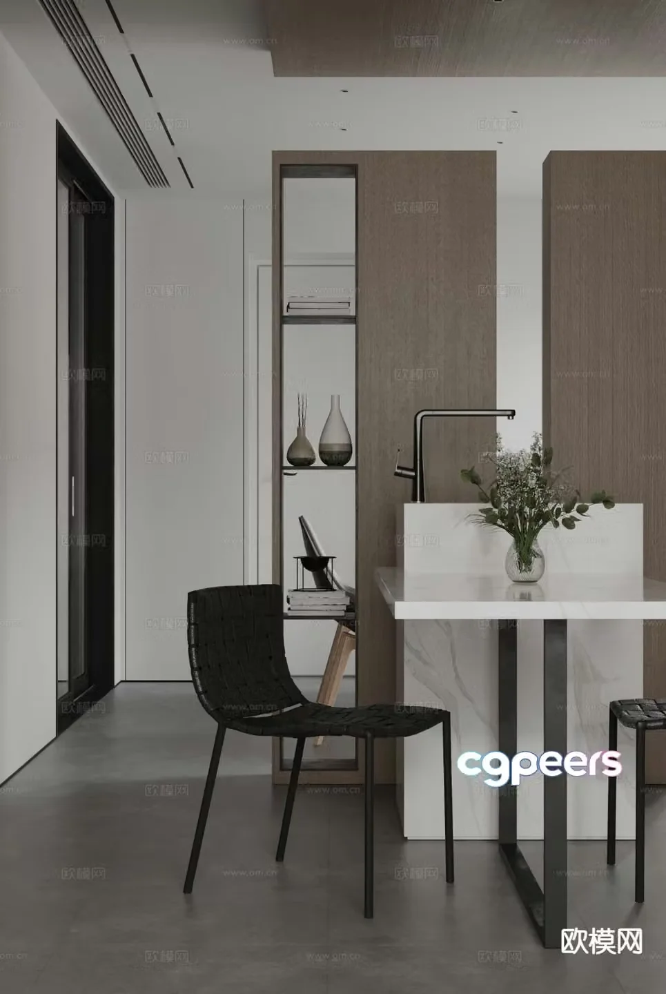 Modern minimalist restaurant 3d model