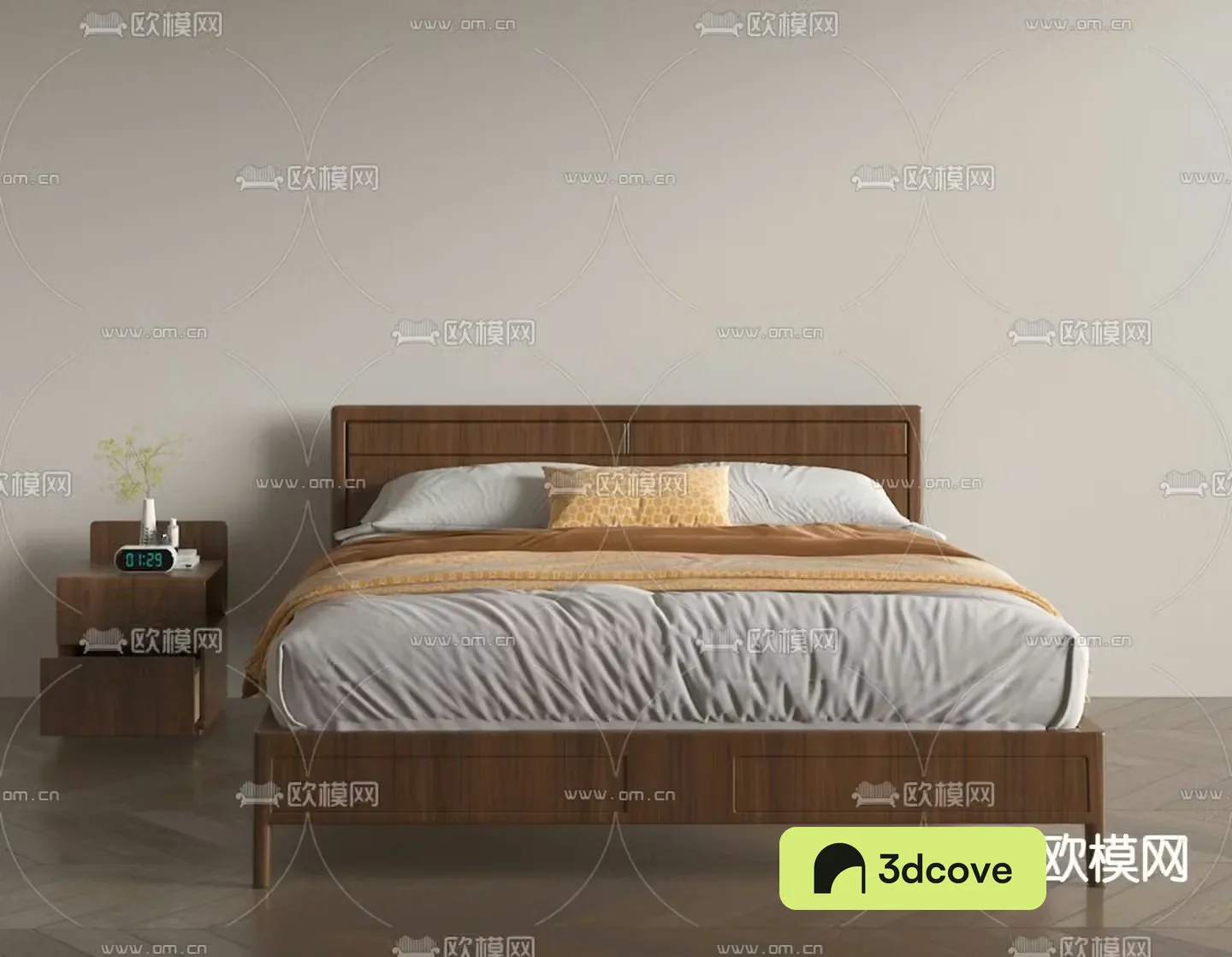 walnut double bed