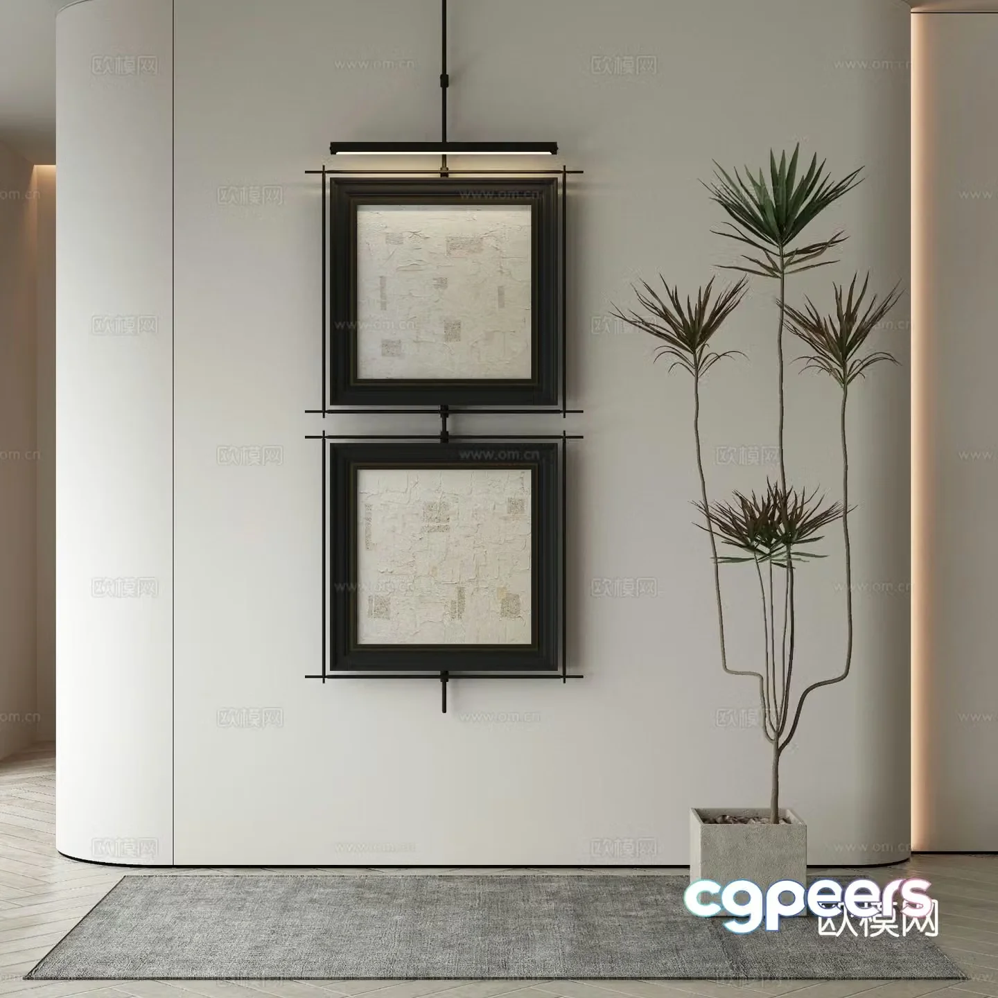 Modern texture painting decorative painting 3d model