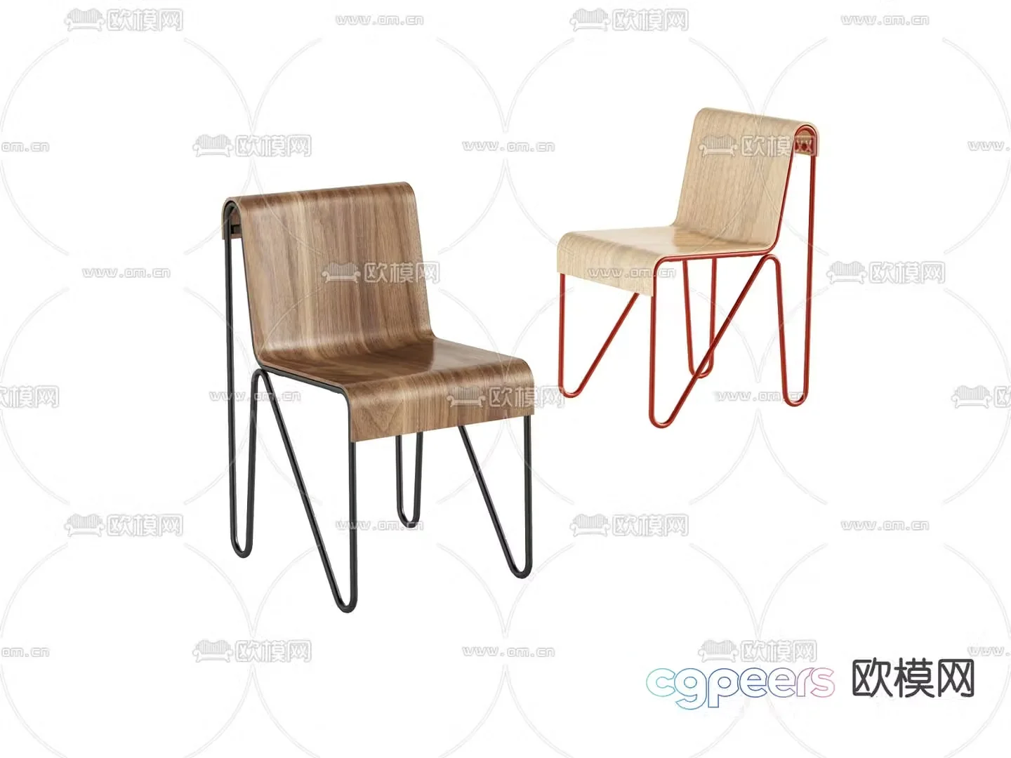 Cassina solid wood single chair 3d model