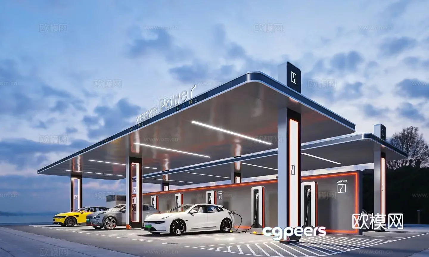 New energy charging station JiKr car charging station 3D model