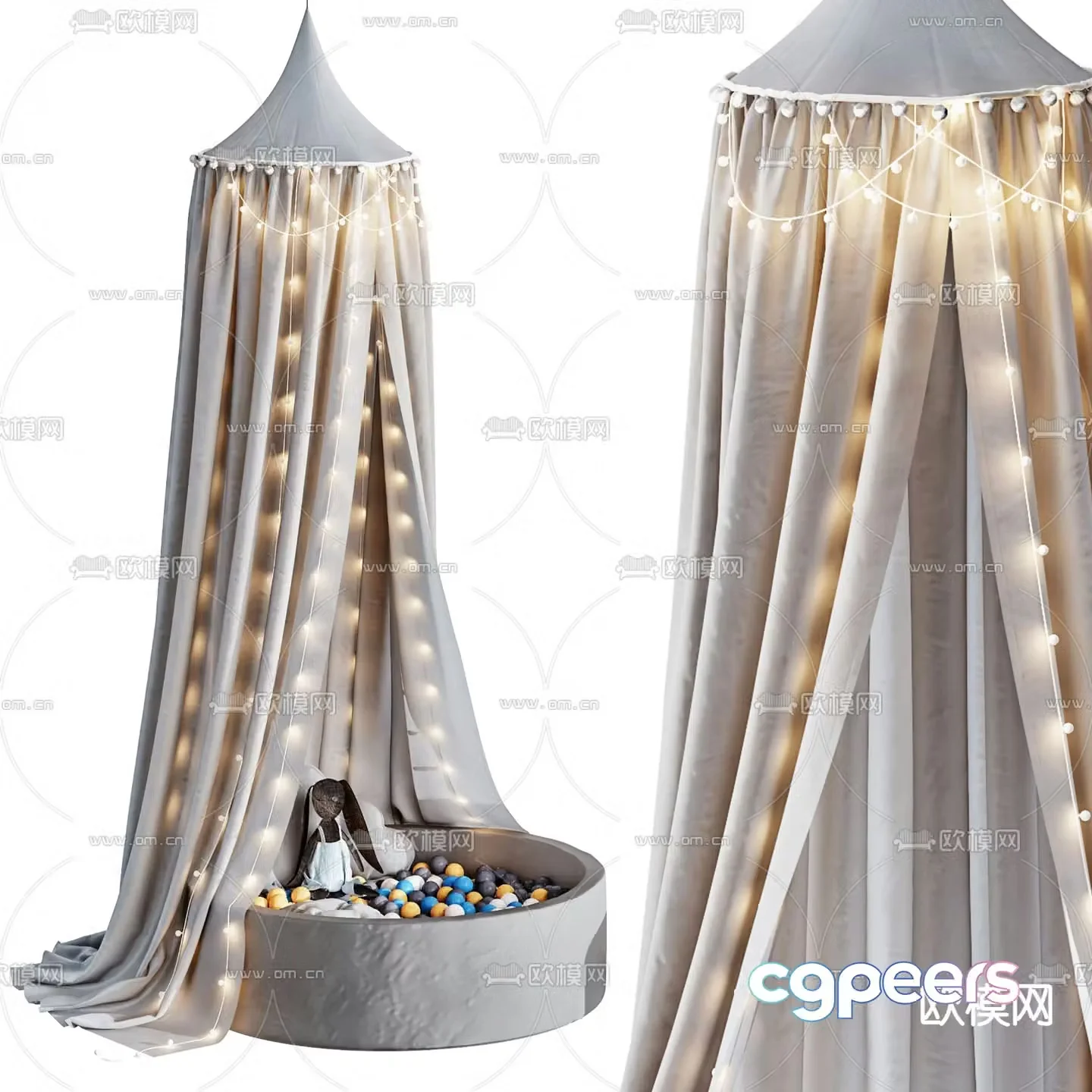 Modern children’s bed curtain toy pool 3d model