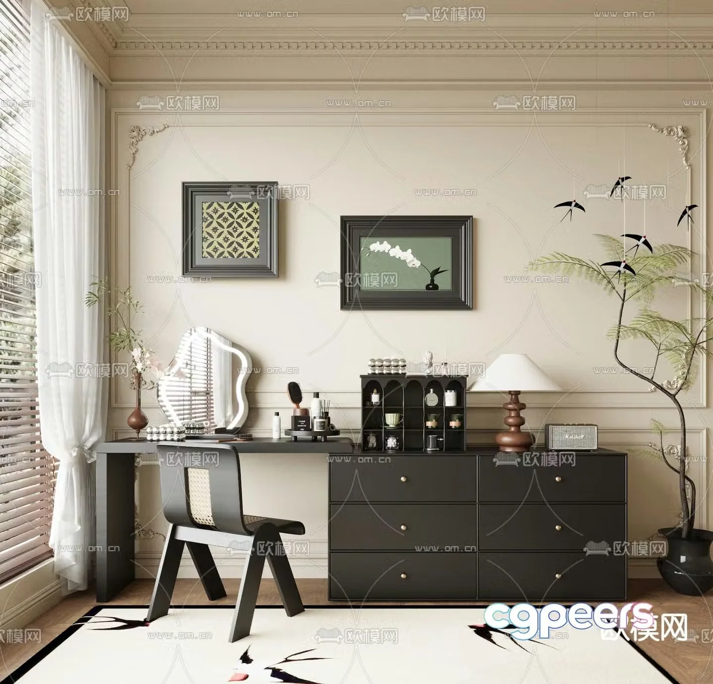 Medieval style dressing table 3d model