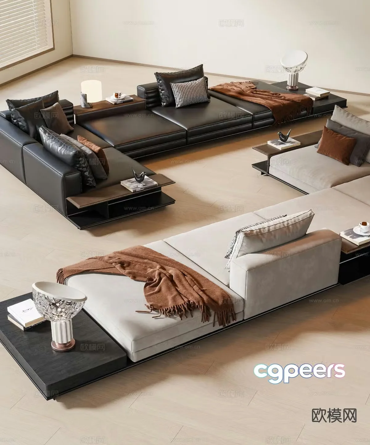 Italian multi-person sofa corner sofa 3d model