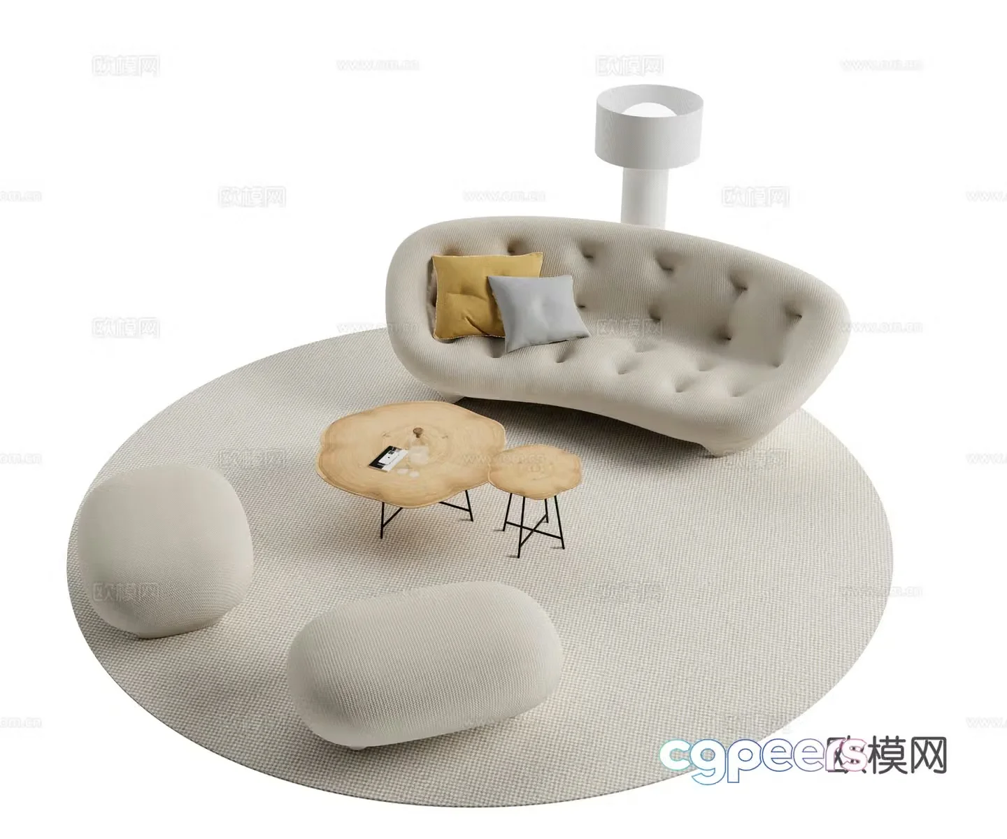 Modern sofa combination sofa coffee table combination 3D model