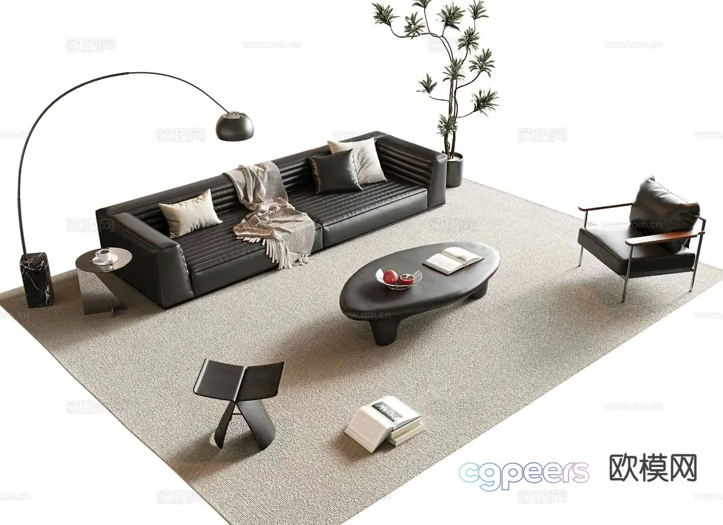 Modern leather sofa modular sofa 3d model