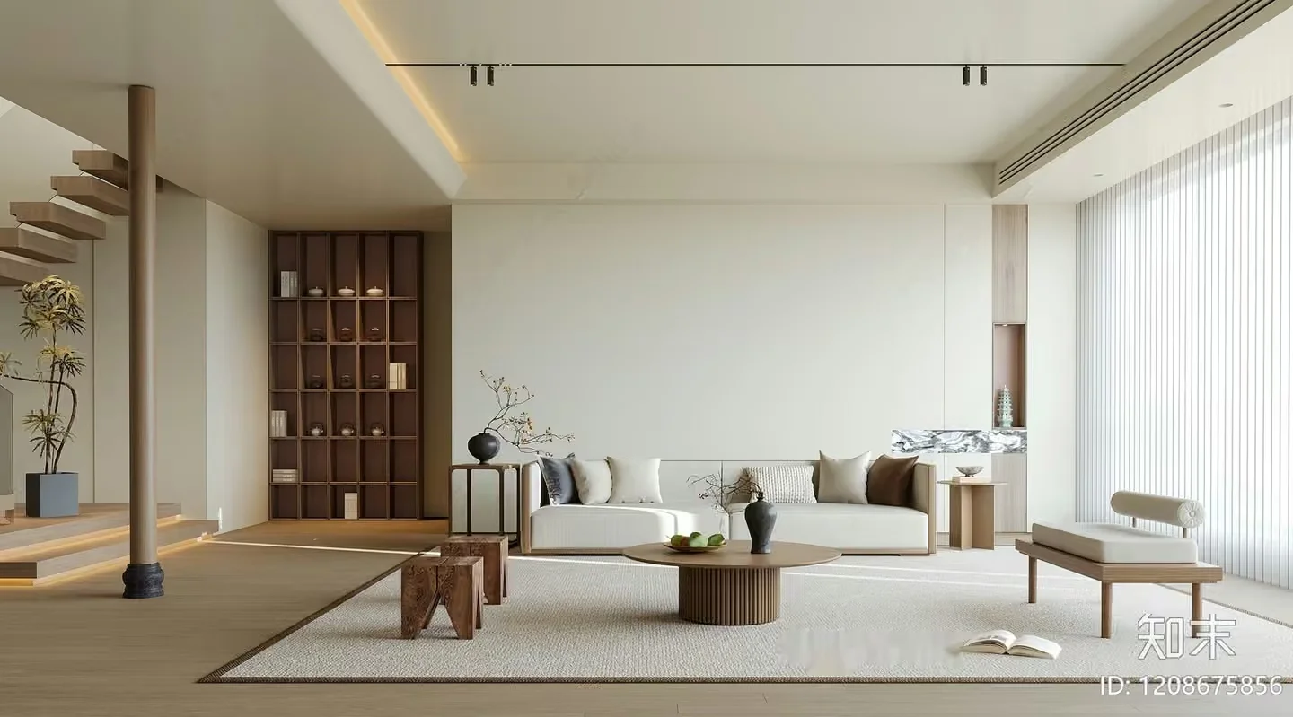 Modern Minimalist Living Room 3D Model – 462 – VRAY Render