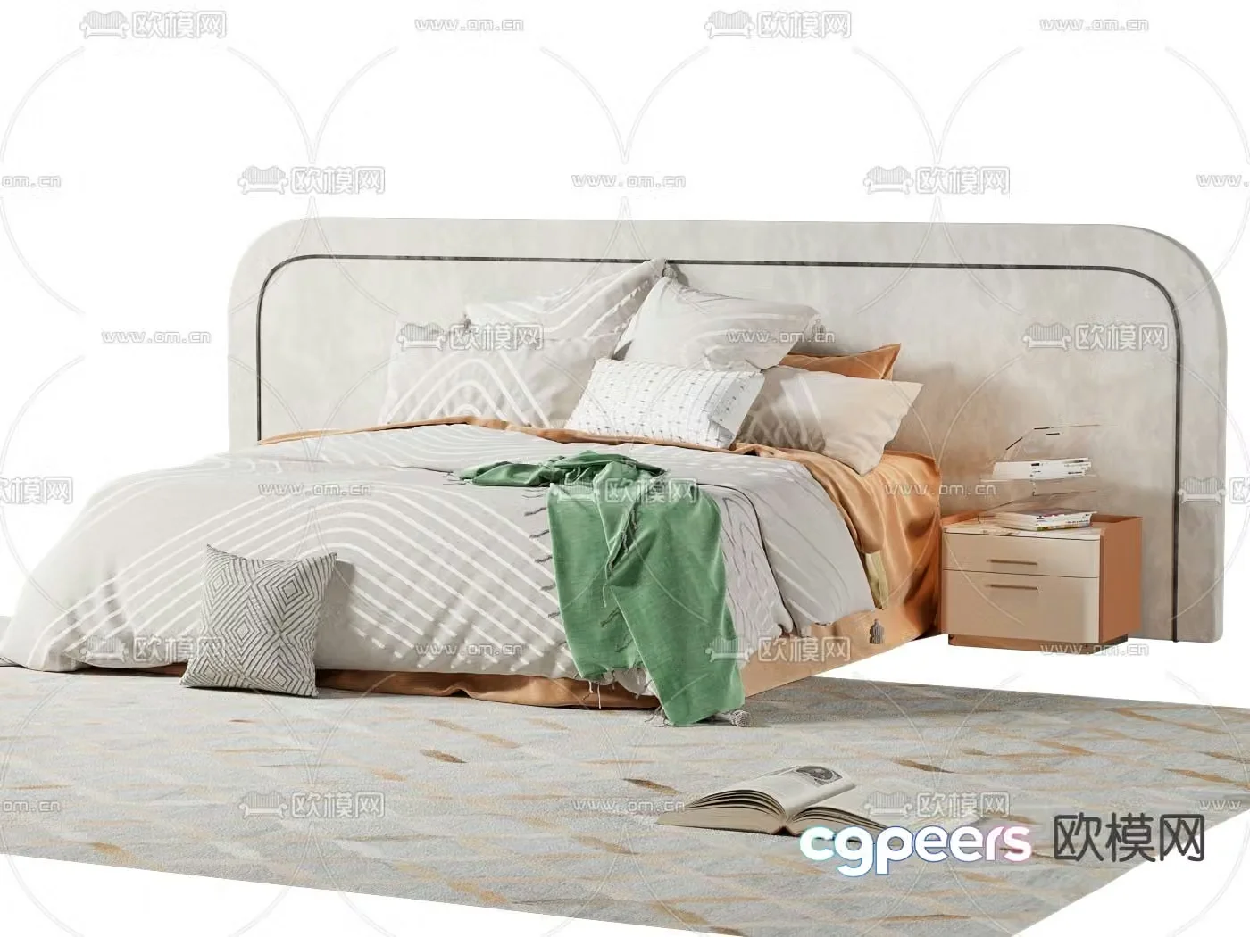 Modern double bed 3d model