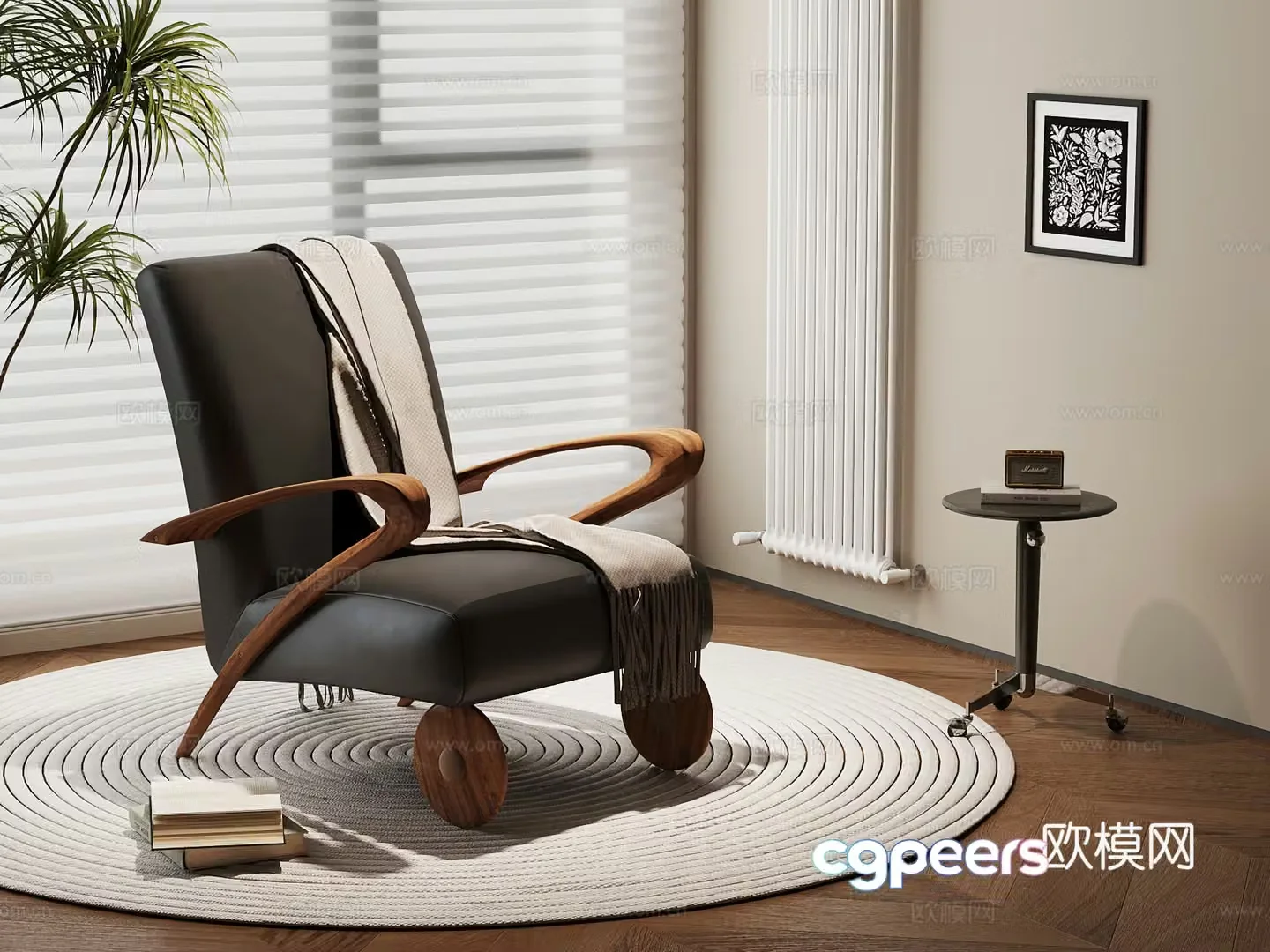 012 Leisure Chair Modern Leisure Chair Side Drawing 3D Model