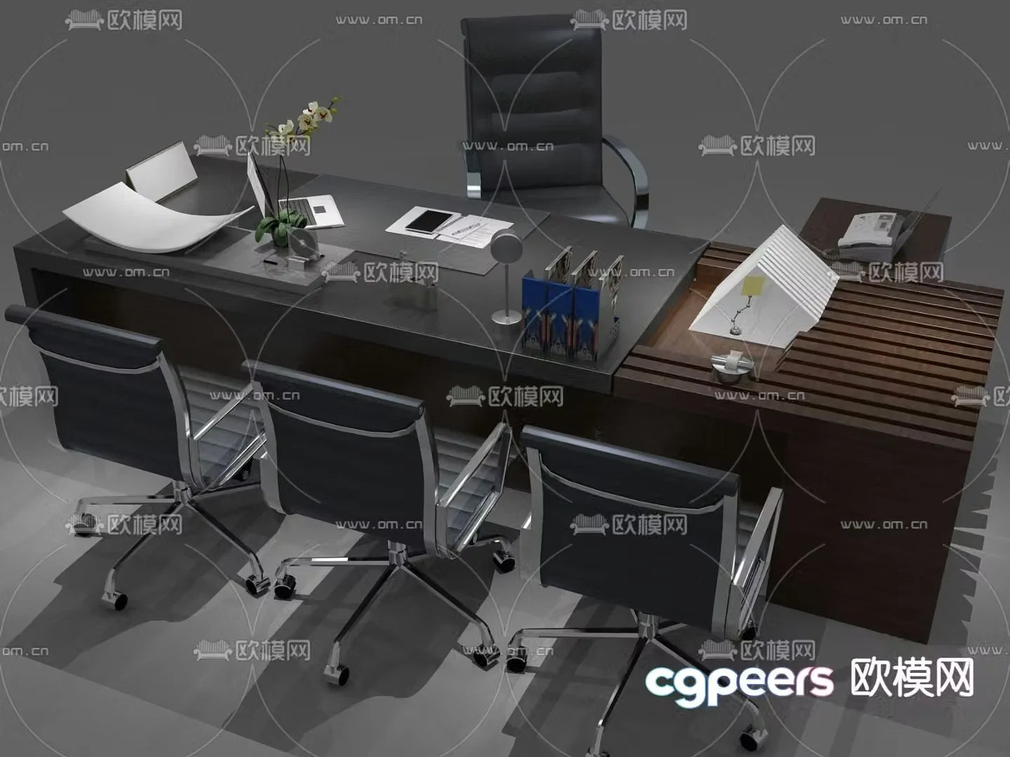 executive desk office chair office desk 3d model