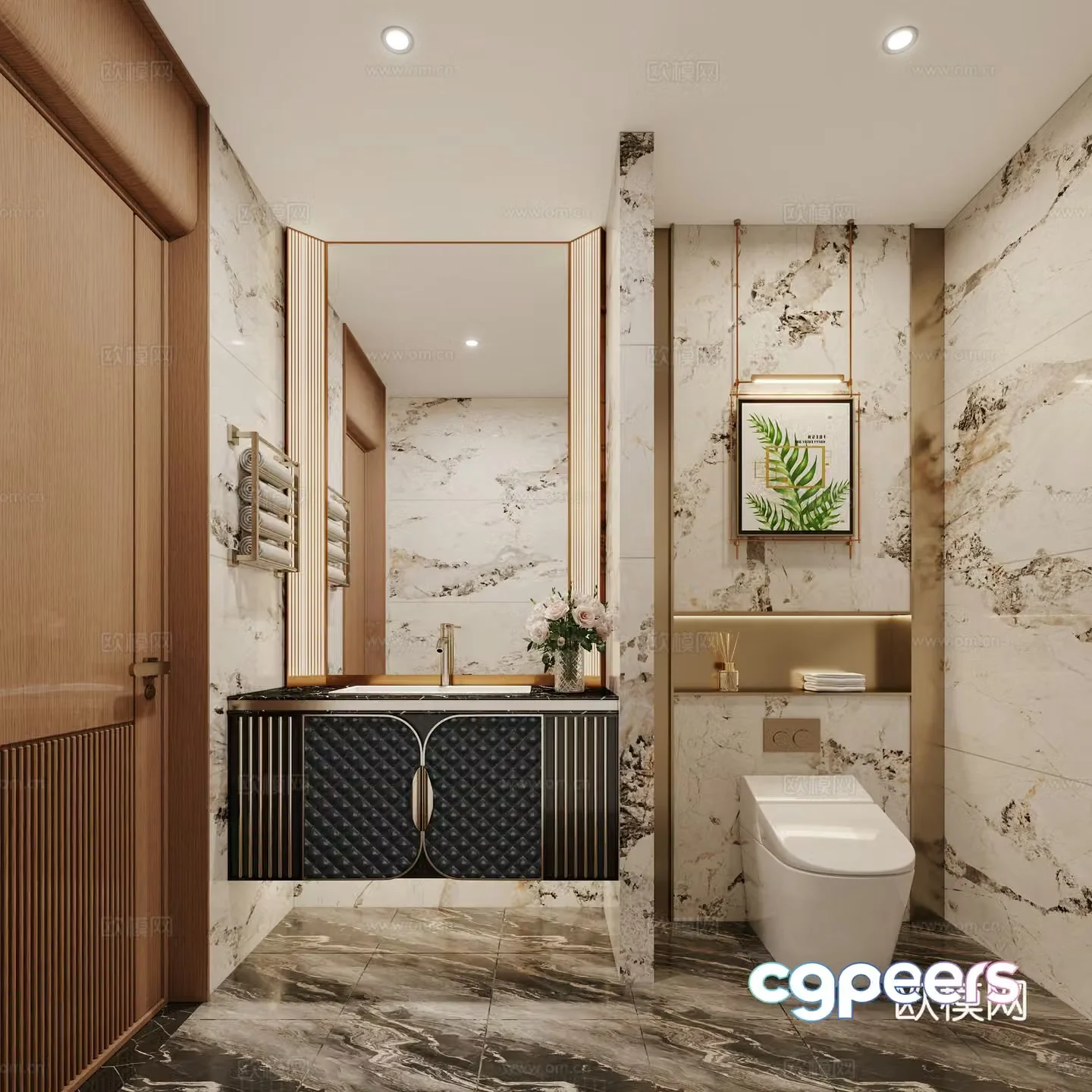 Light luxury club bathroom 3D model