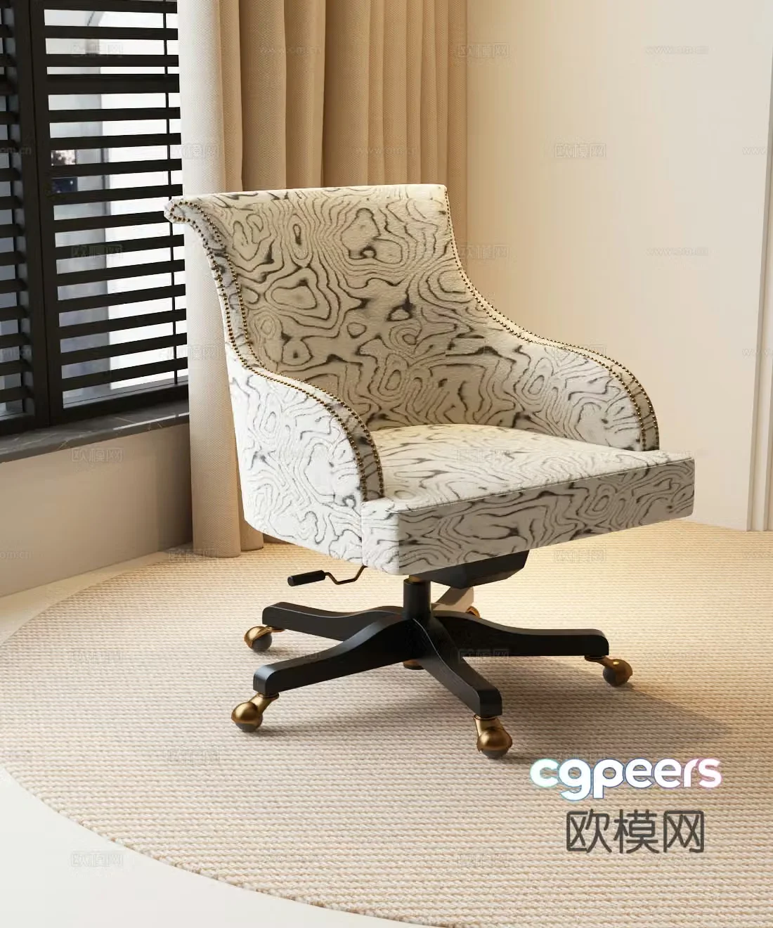 Modern medieval desk chair desk swing chair 3d model