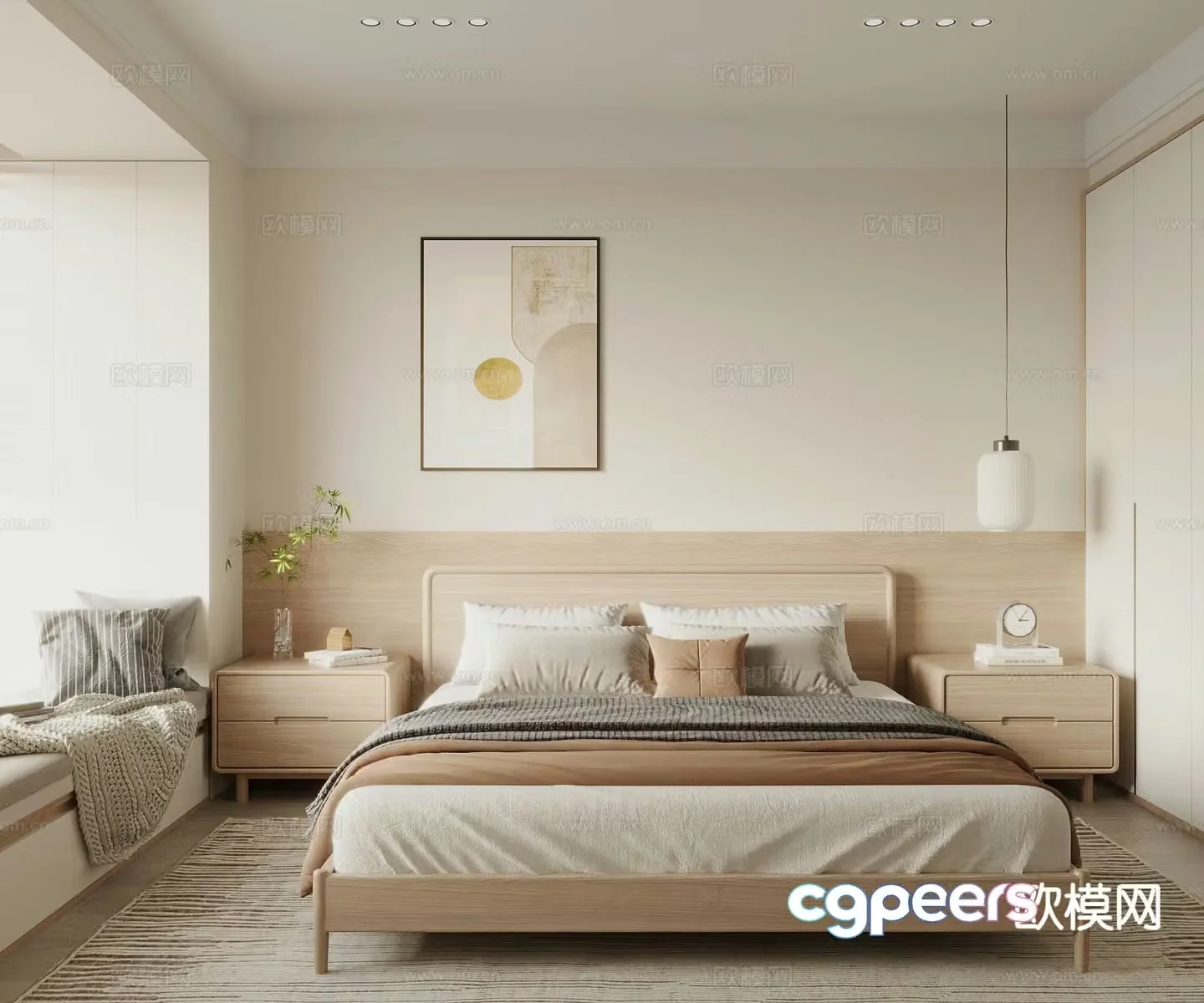 Log style bedroom master bedroom 3d model