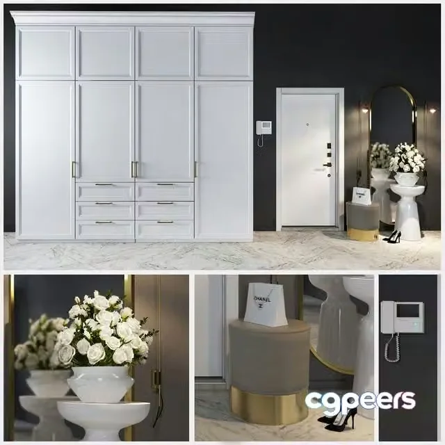 3ds Max Free – Decorative set in the hallway_1