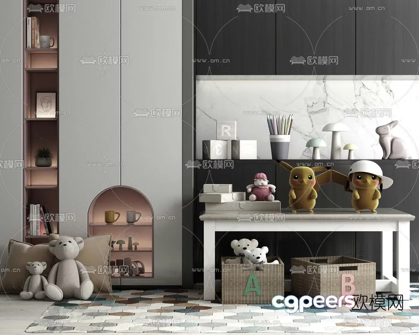 Modern children’s cabinet children’s table 3d model