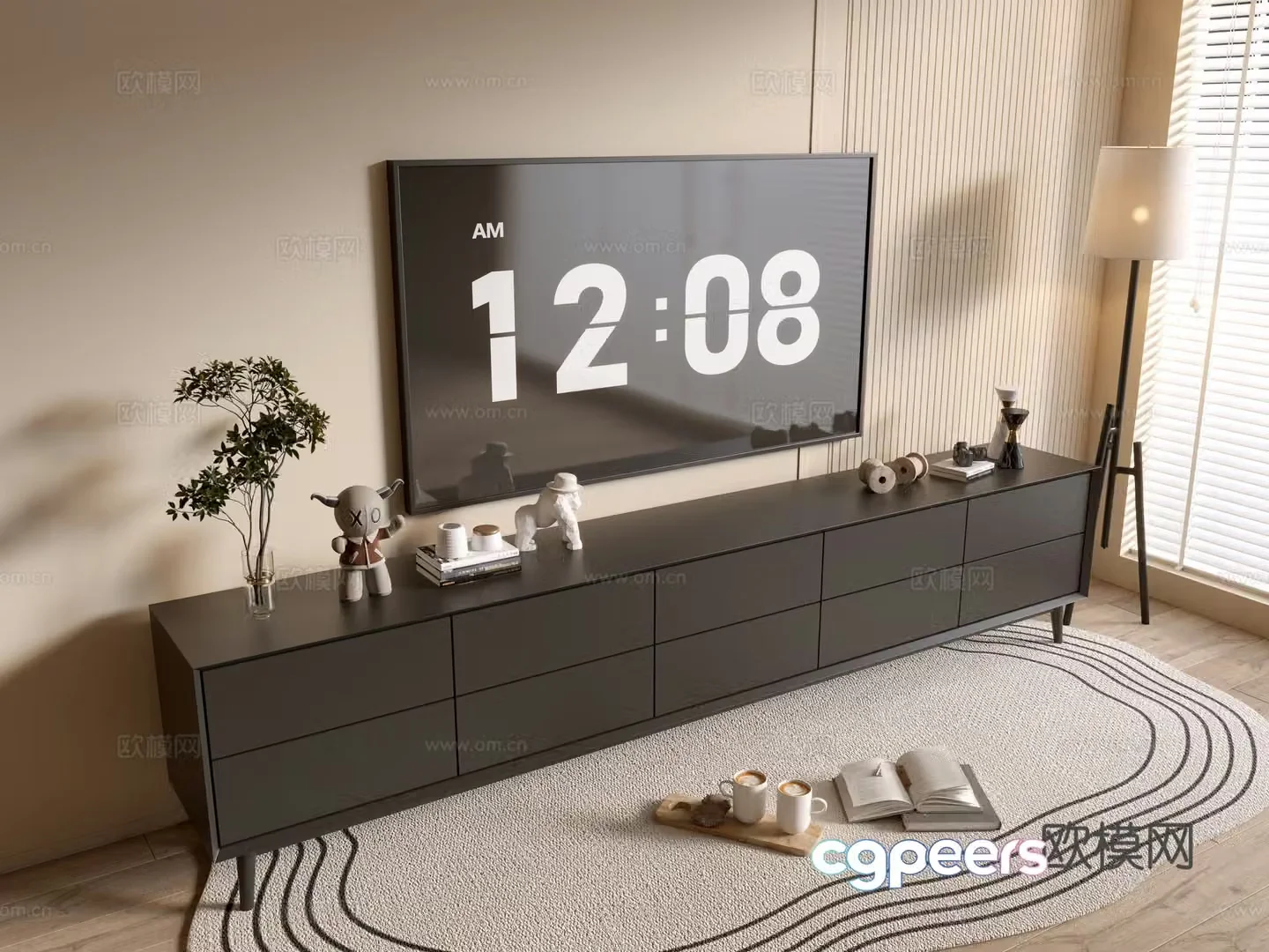 Modern black tv cabinet 3d model
