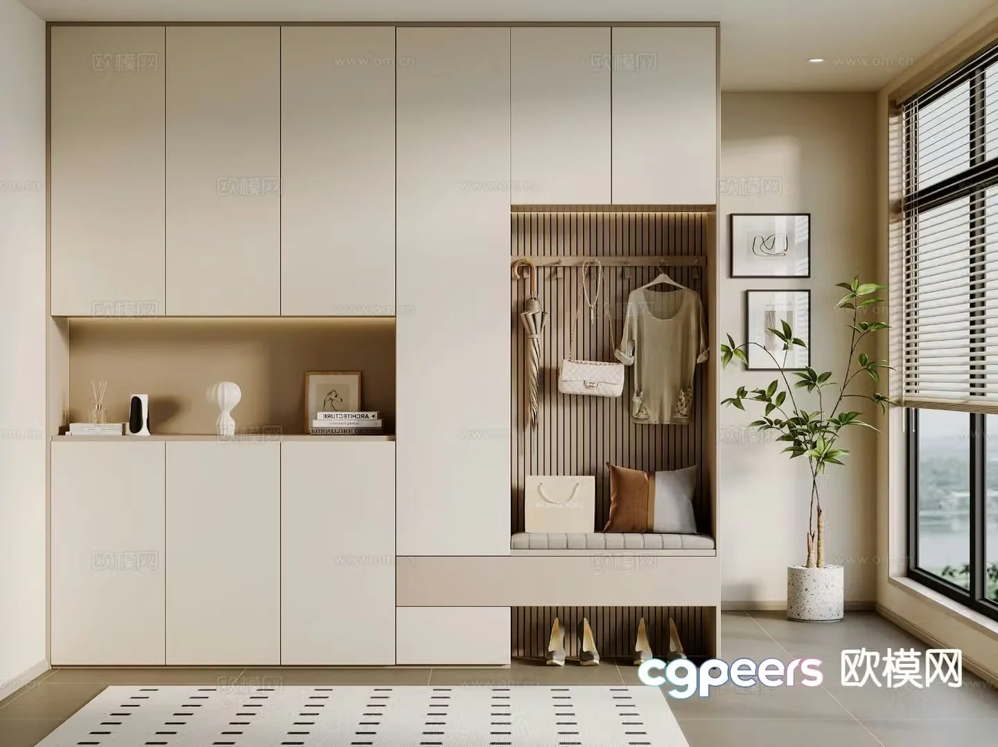 Modern entrance shoe cabinet 3d model