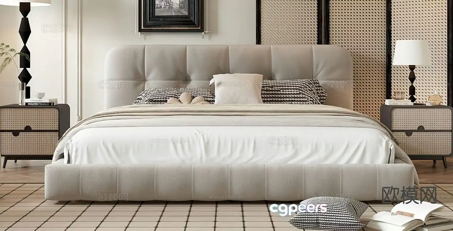 Modern double bed 3d model