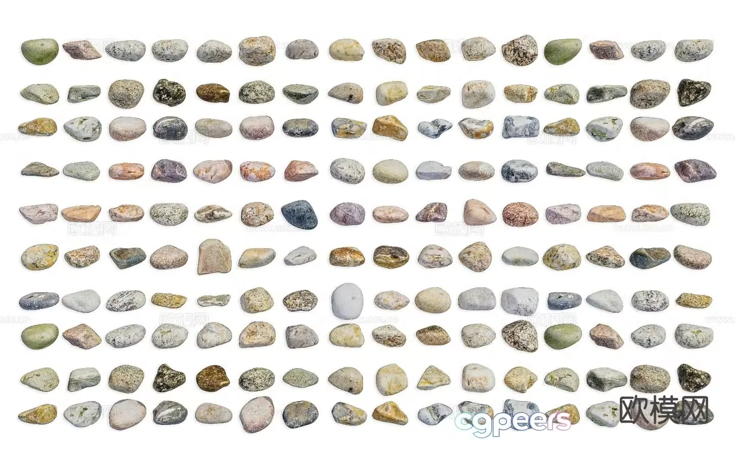 Pebbles five-flowered stones gravel 3d model