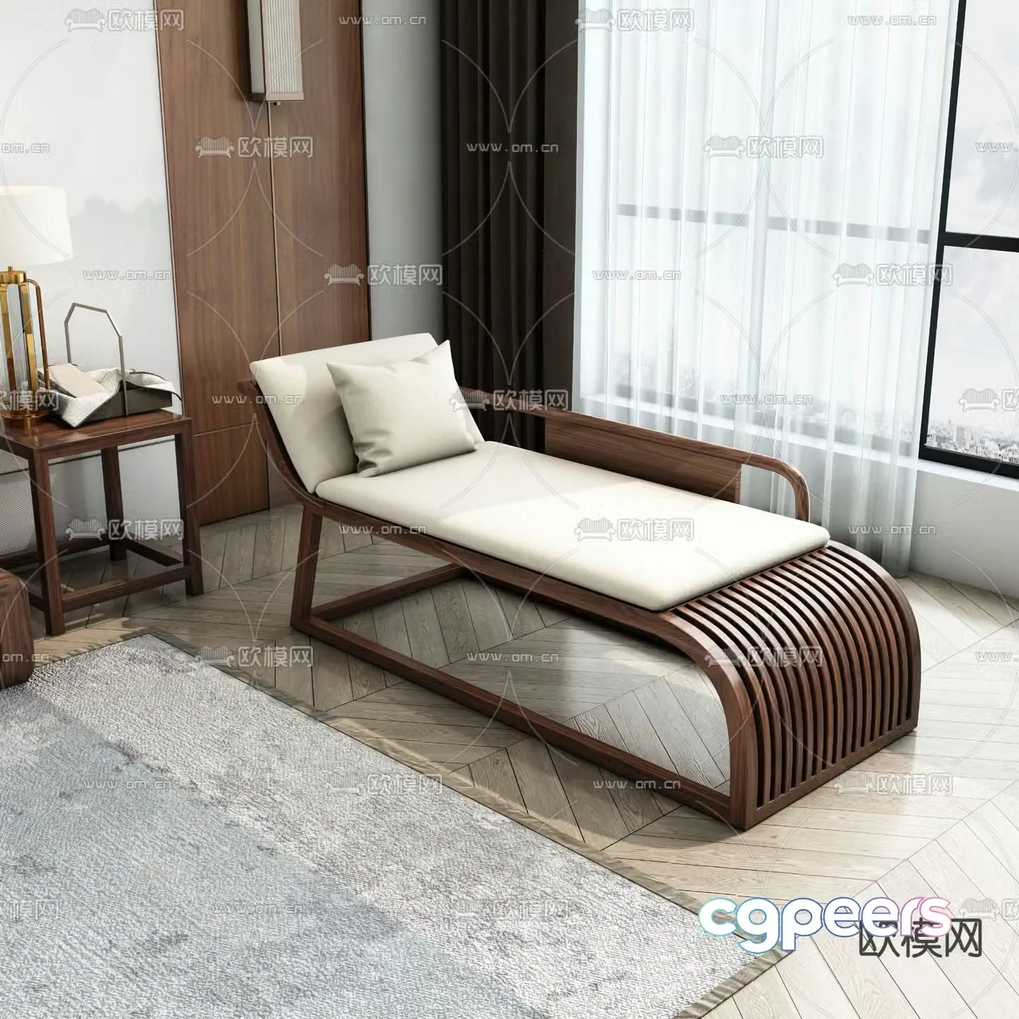 Chinese style sofa chaise longue 3d model