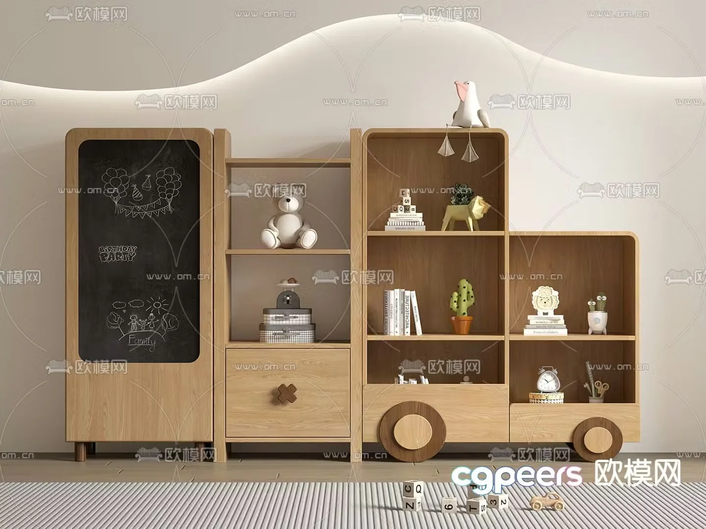 Children’s bookcase decorative cabinet 3d model