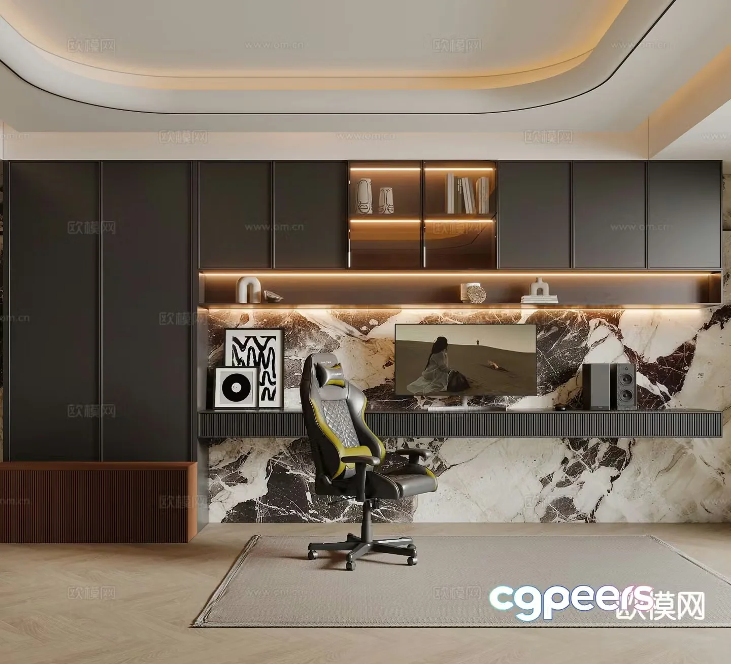 Modern study room 3d model