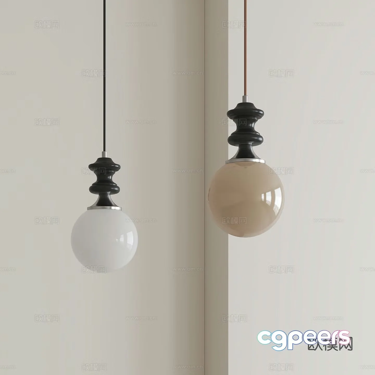Bauhaus spherical small chandeliers 3D model