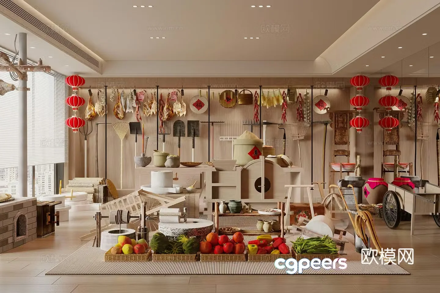 Chinese farming exhibition hall 3D model