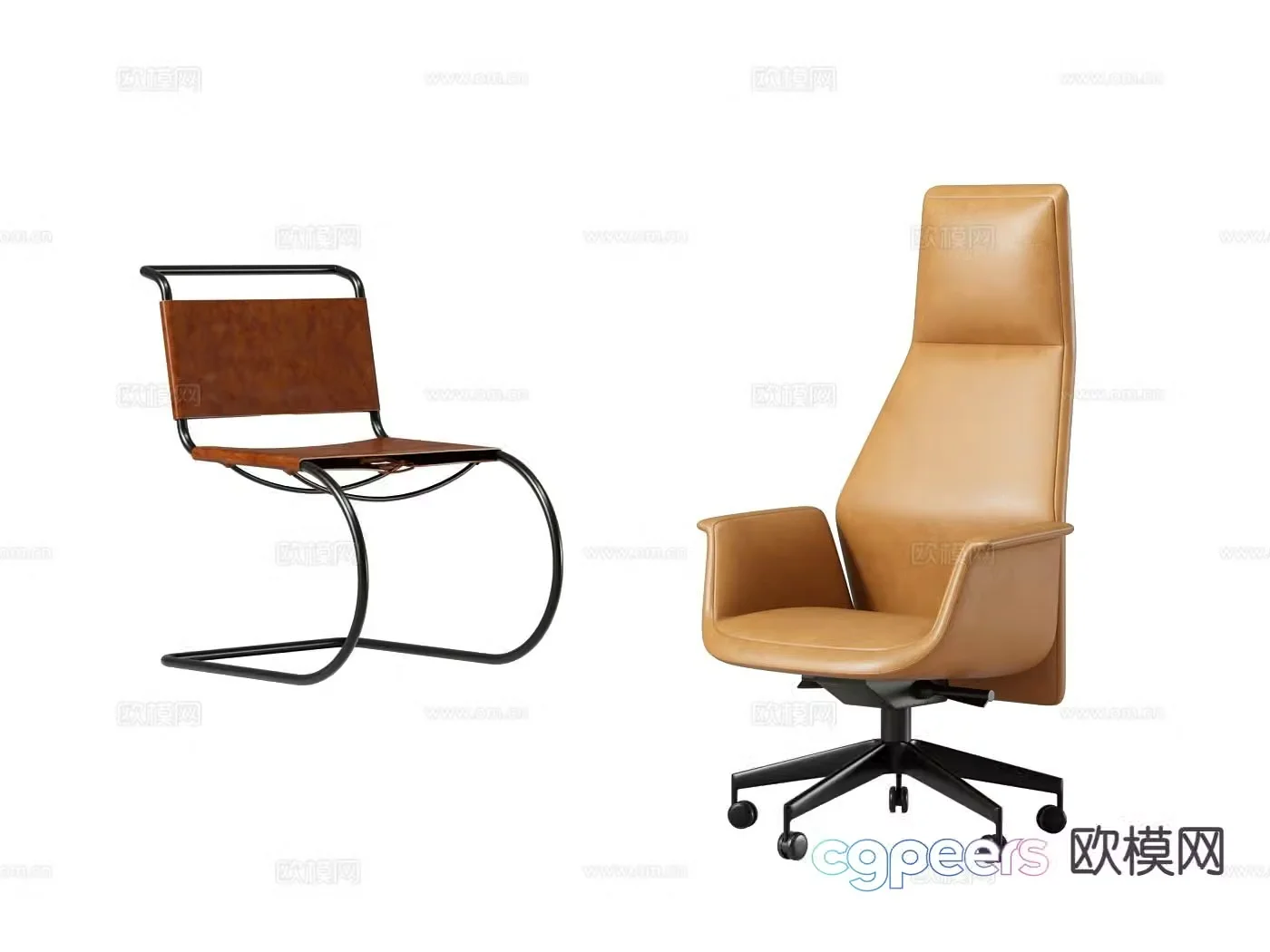 Leather office chair shift chair executive chair employee chair 3D model