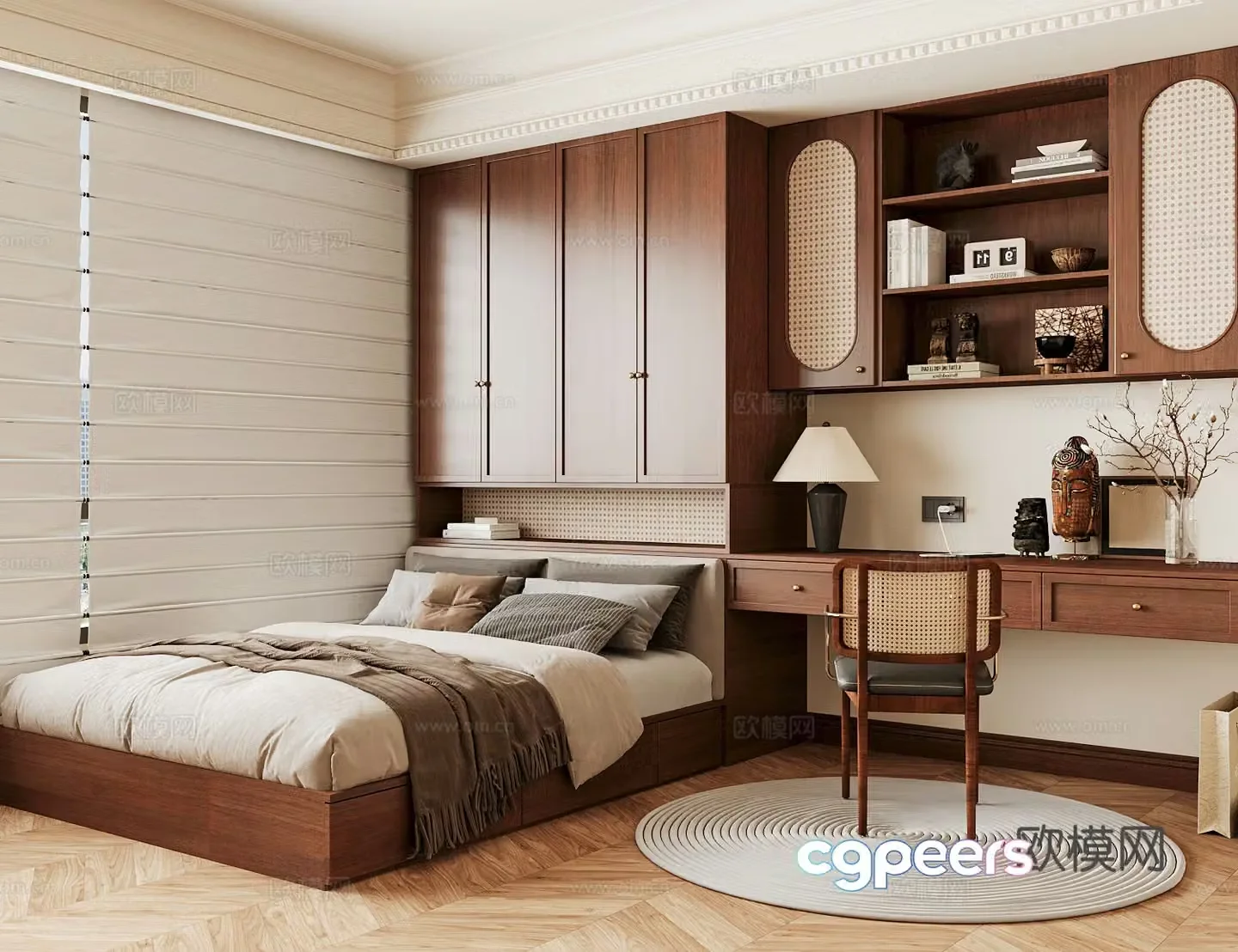Wasabi Middle Ages Home Bedroom Wasabi Wind Bedroom Secondary Bedroom Master Bedroom Bathroom Window Bedroom 3D Model