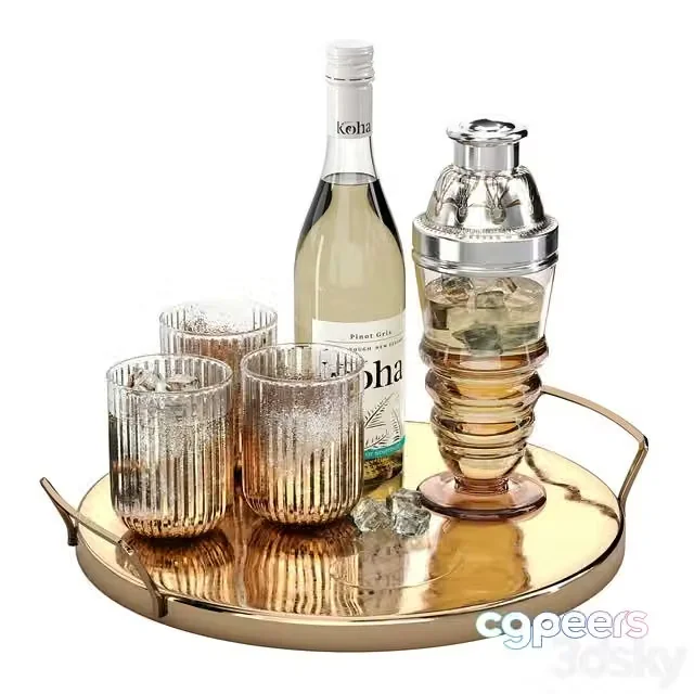 3ds Max Free – Bar Set with wine by Koha