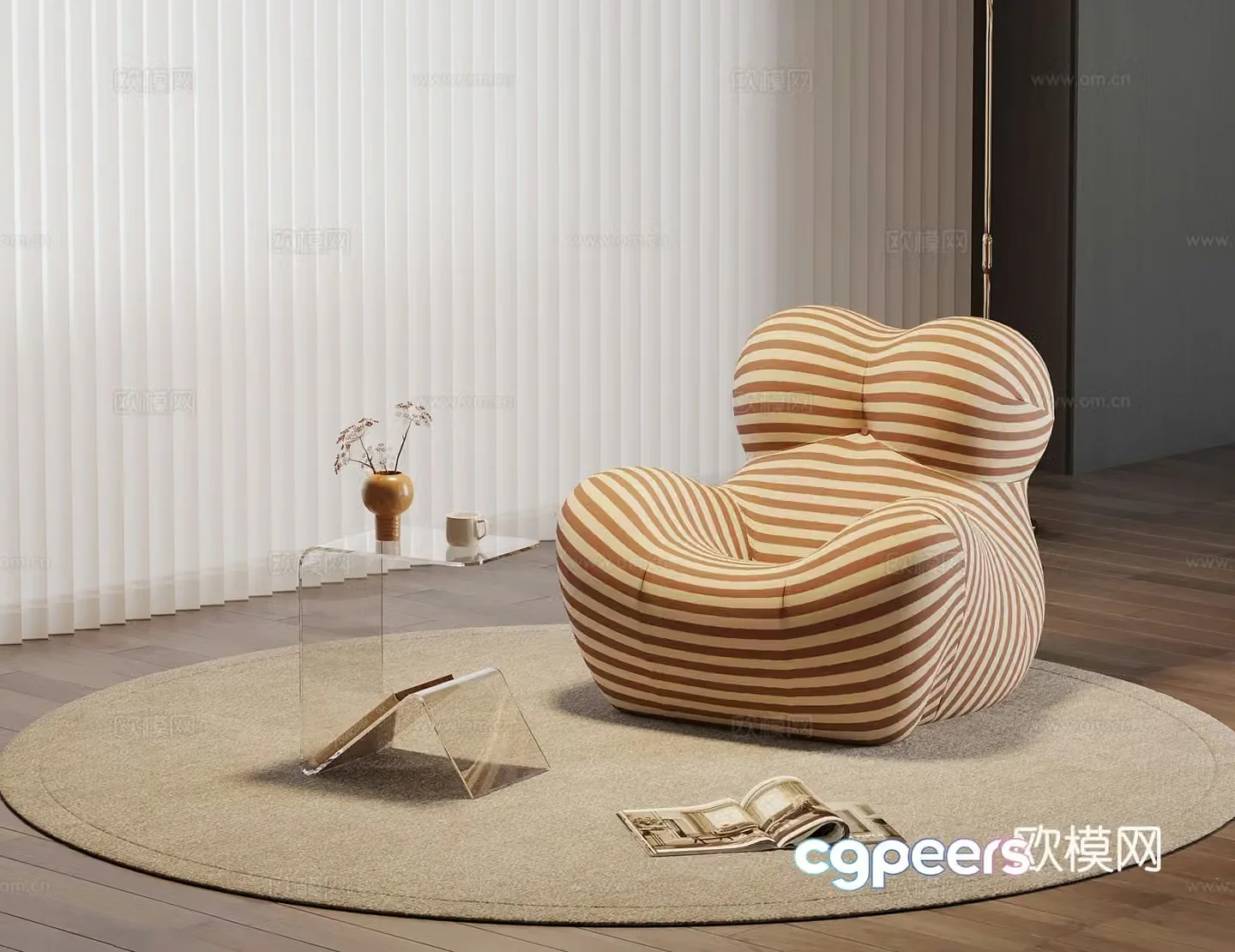Leisure chair modern lazy sofa side 3d model