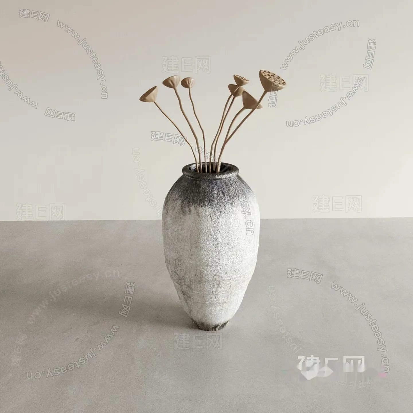 A White Vase With Dried Flowers 3D Model – 1755 – CORONA Render