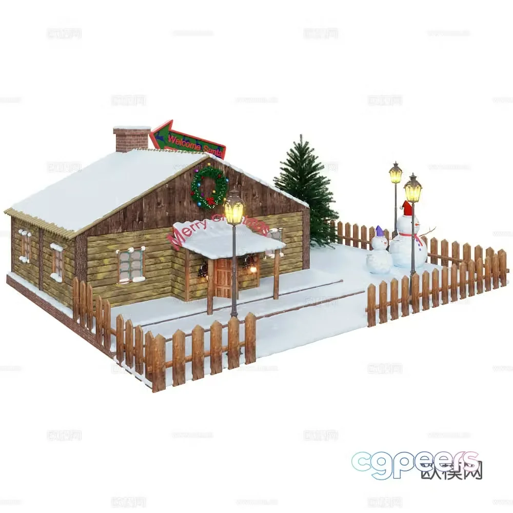 Christmas courtyard house 3d model