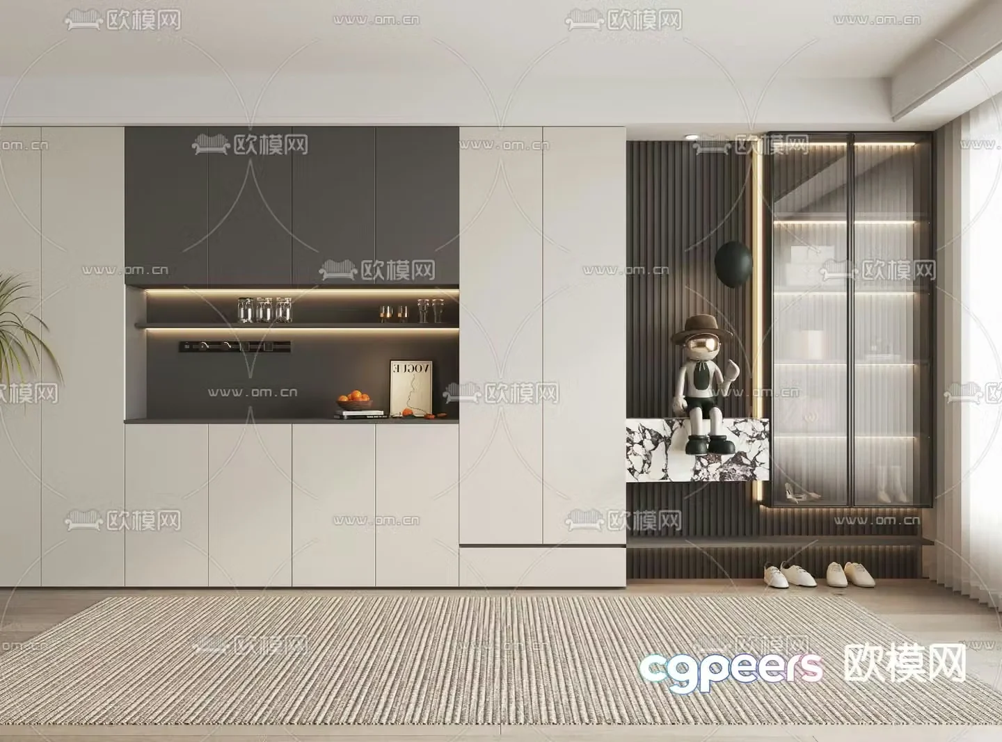 Modern wine cabinet sideboard shoe cabinet 3d model