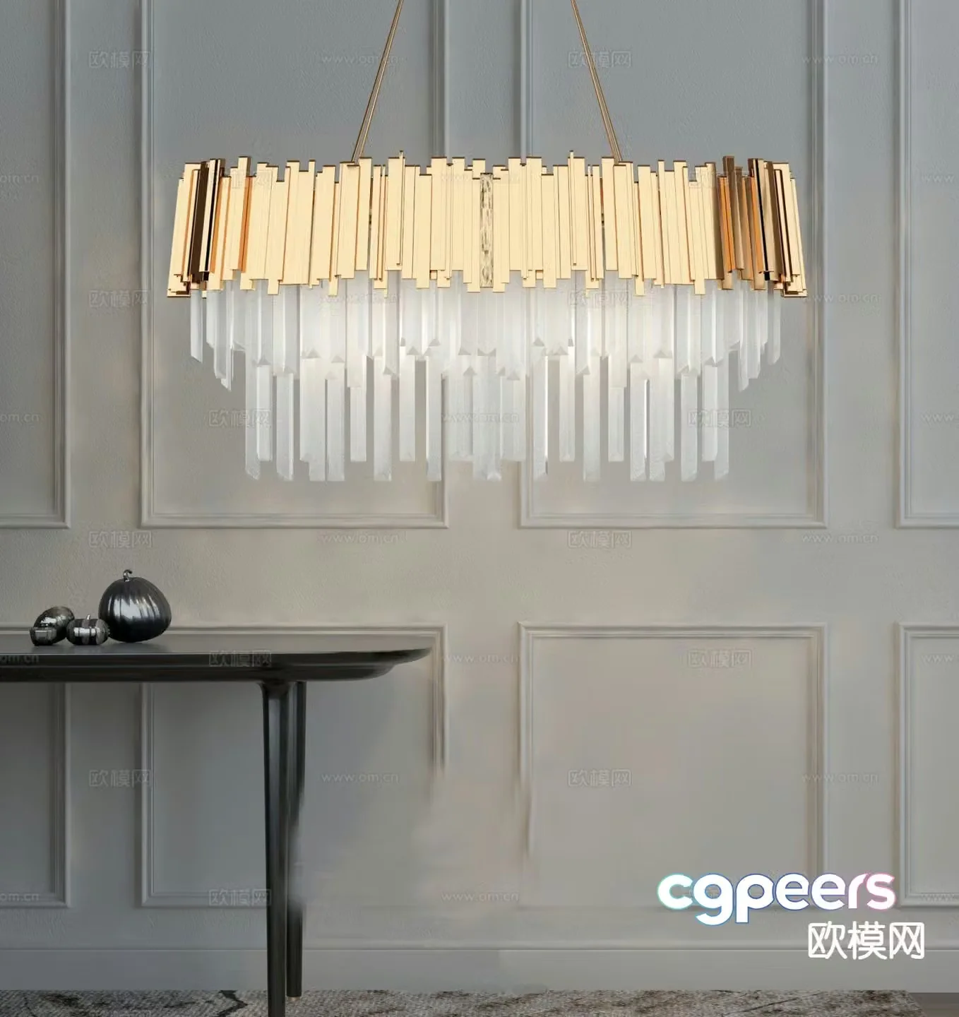 Postmodern metal chandelier crystal lamp 3d model