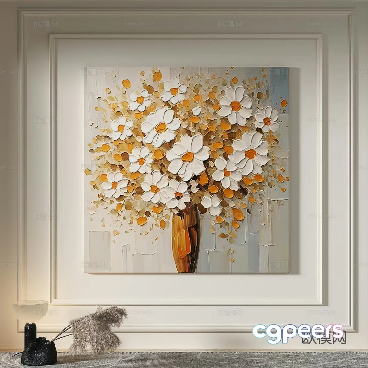 Modern creamy style simple texture abstract light luxury wasabi three-dimensional decorative painting 3d model