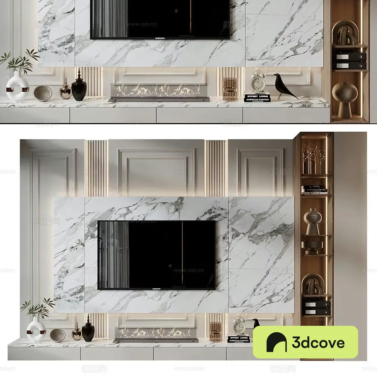 Modern light luxury TV background wall