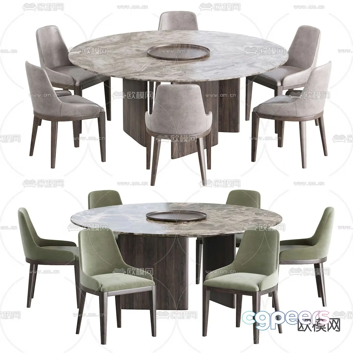 Natuzzi modern marble dining table and chairs 3d model