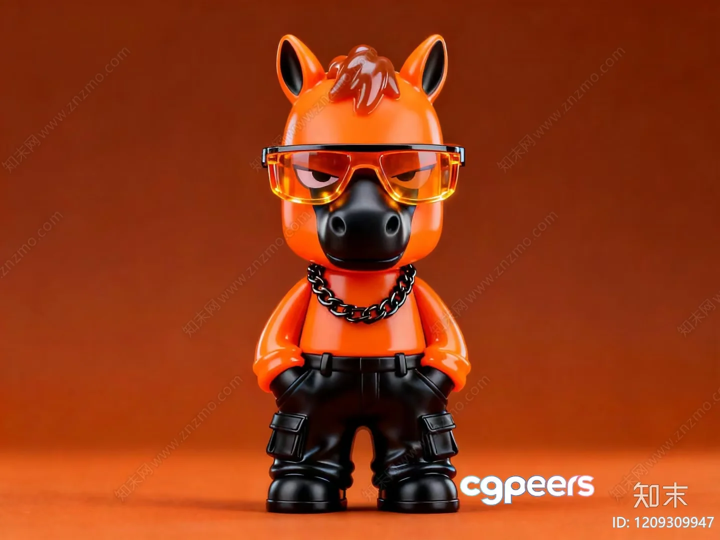A Toy Horse Figurine With Orange And Black Coloring 3D Model – 12226 – VRAY Render