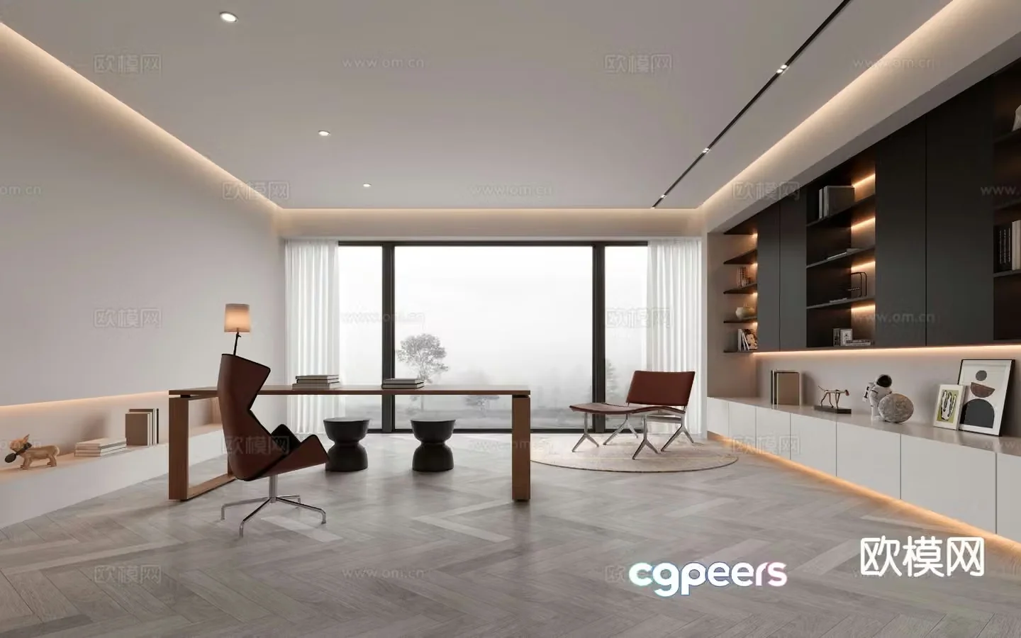 Modern study room 3d model