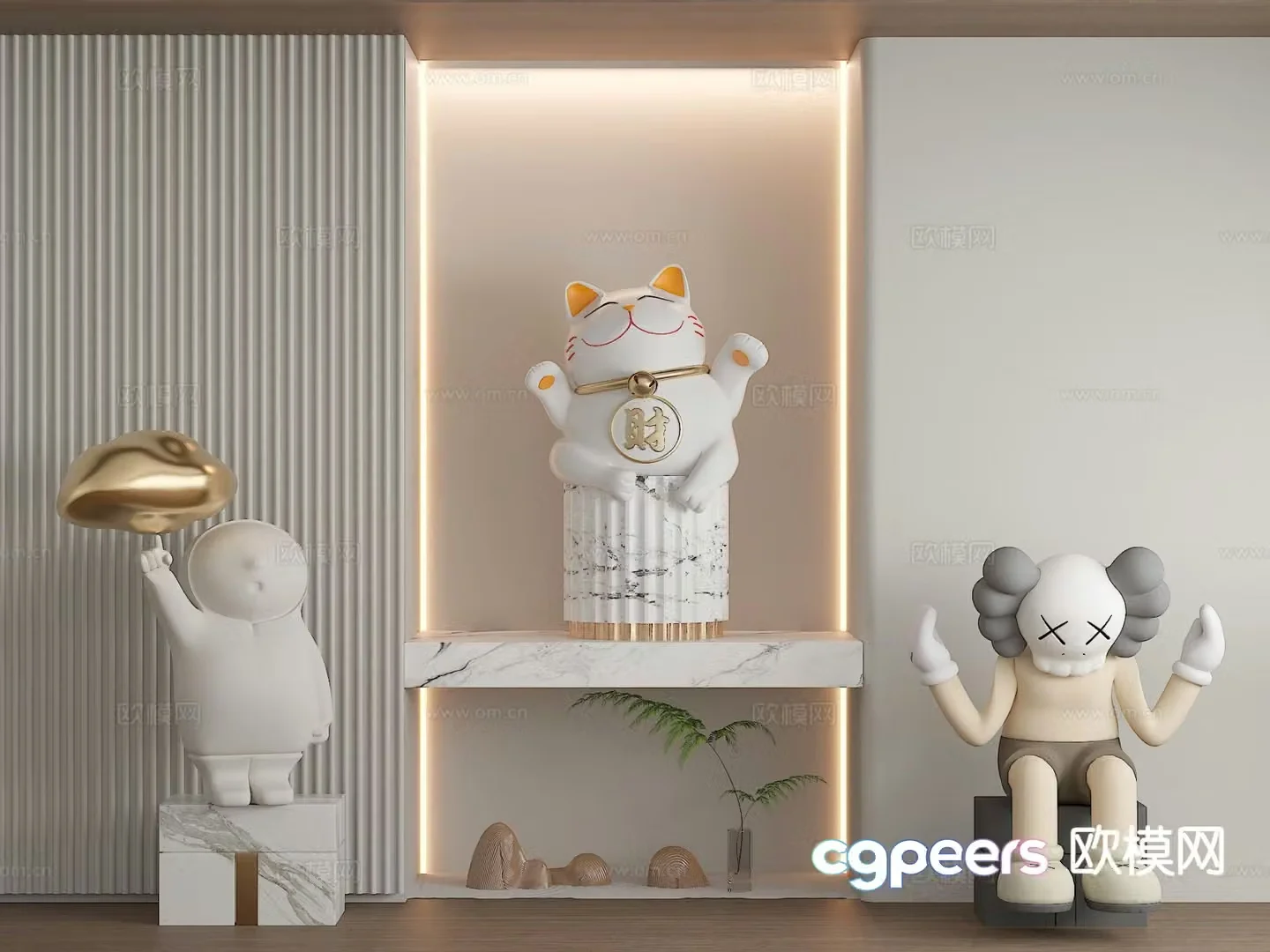 Doll trendy toy national trendy doll Lucky Cat 3D model