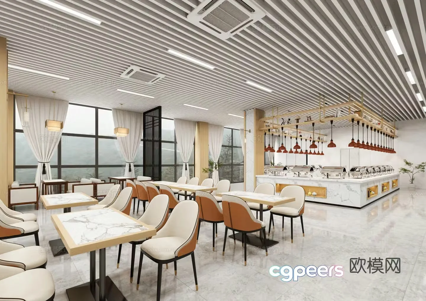 Buffet restaurant Smart restaurant Self-selected restaurant Canteen Teachers’ restaurant Staff restaurant 3D model