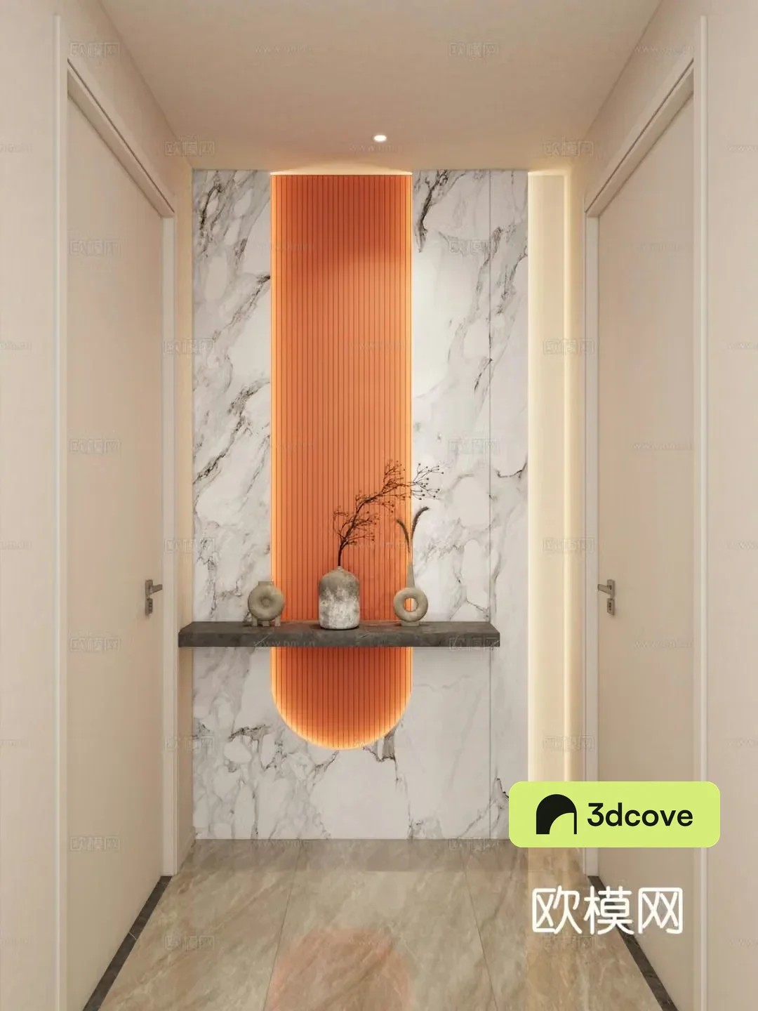 Cream style entrance aisle facing wall