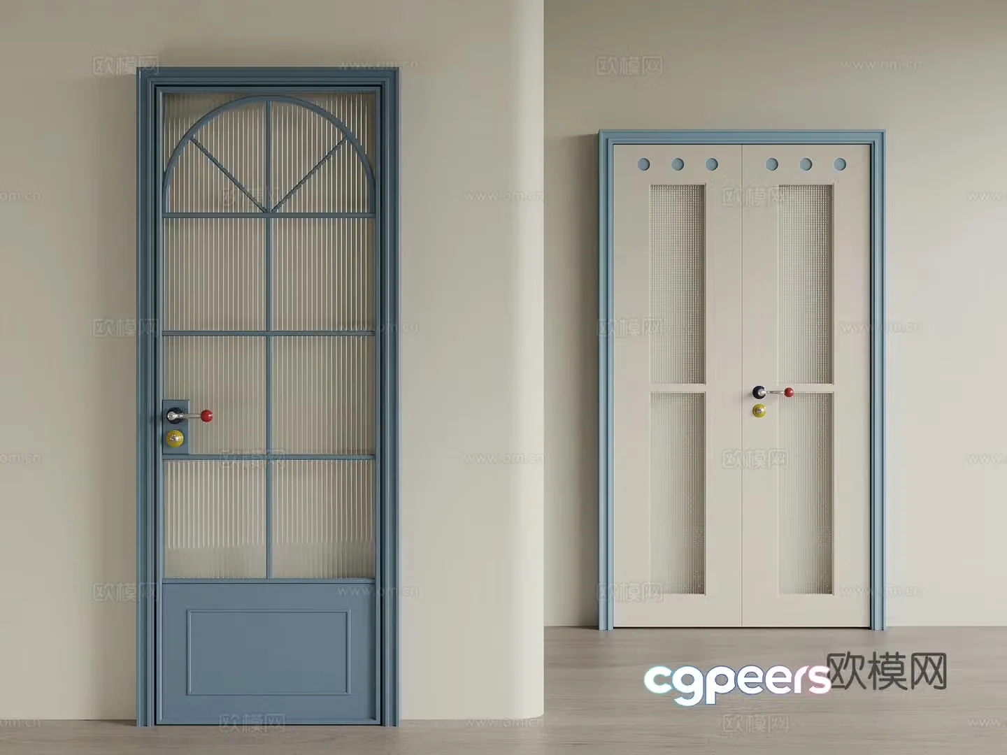 Modern single-open door Memphis single-open door Swing door Cartoon door 3D model