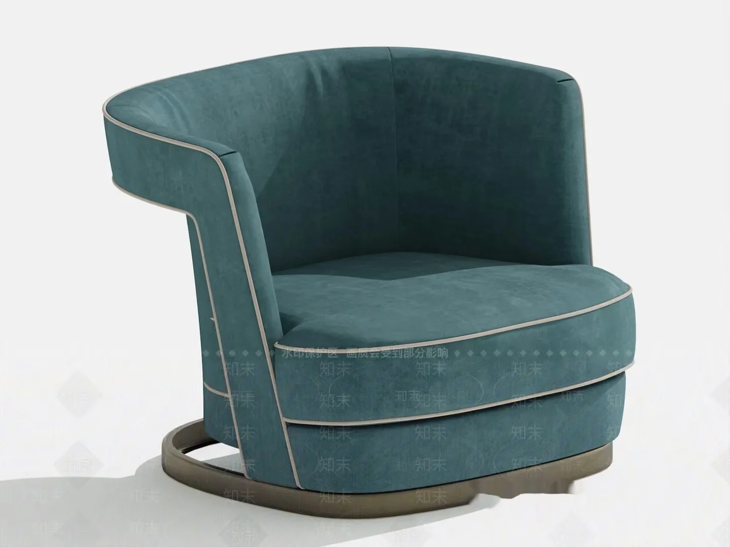 A Blue Chair With A Rounded Back And Armrests 3D Model – 11537 – VRAY Render