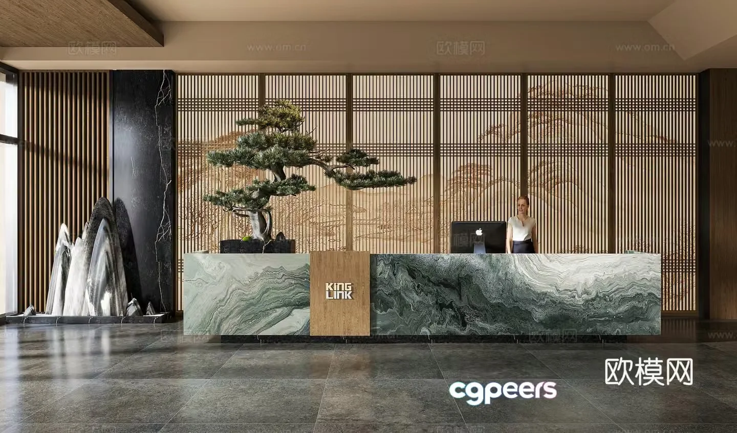 New Chinese office front desk 3D model
